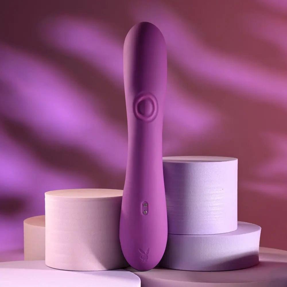 Playboy Pleasure BUSY BUNNY -  22.6 cm USB Rechargeable Rabbit Vibrator with Tapping Shaft Playboy Pleasure Discreet Intimate Essentials.