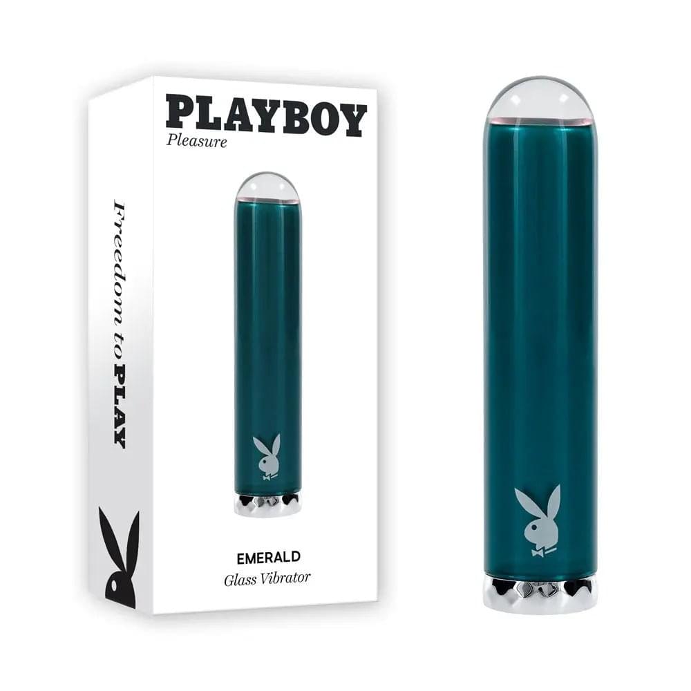 Playboy Pleasure EMERALD -  9.1 cm USB Rechargeable Glass Tipped Bullet Playboy Pleasure Discreet Intimate Essentials.