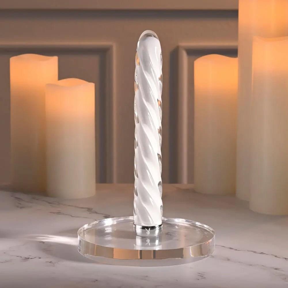 Playboy Pleasure IN A TWIST -  Glass 17.5 cm USB Rechargeable Vibrator Playboy Pleasure Discreet Intimate Essentials.