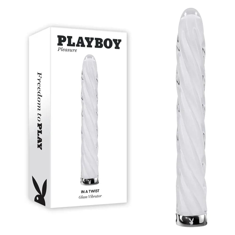 Playboy Pleasure IN A TWIST -  Glass 17.5 cm USB Rechargeable Vibrator Playboy Pleasure Discreet Intimate Essentials.