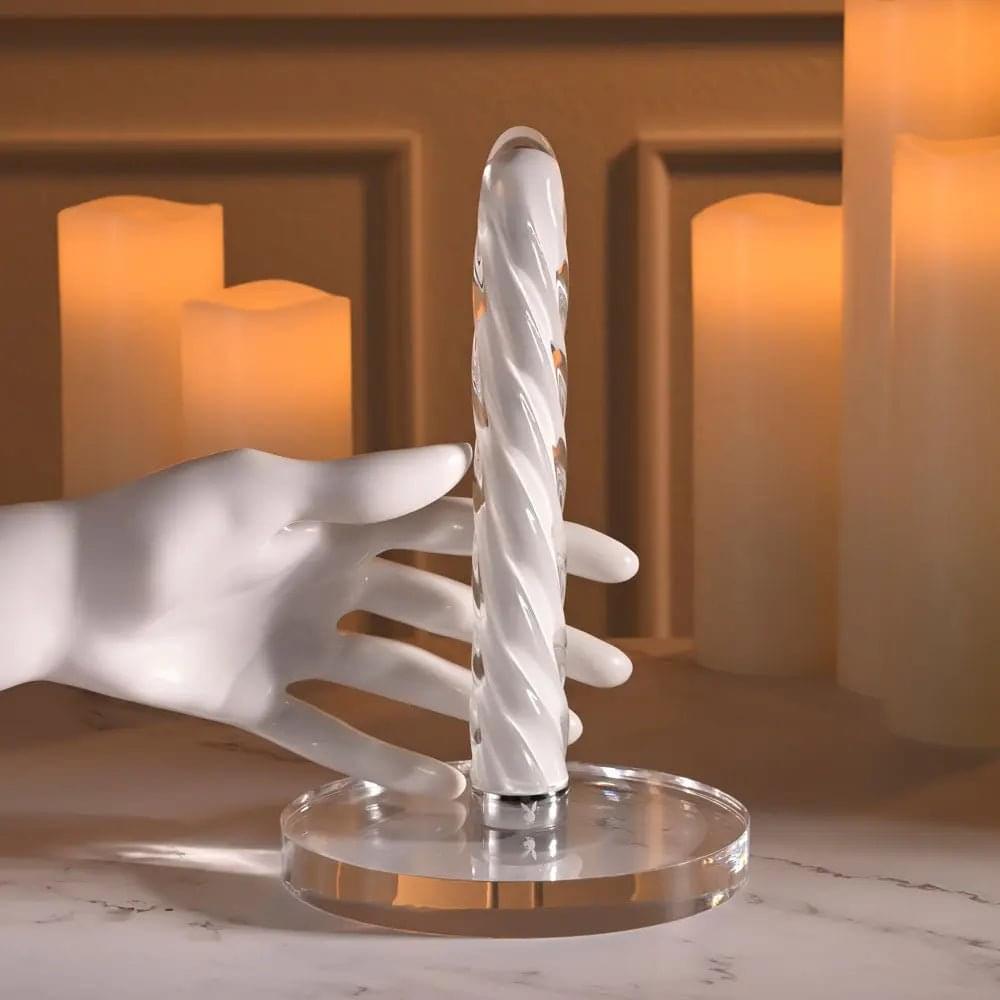 Playboy Pleasure IN A TWIST -  Glass 17.5 cm USB Rechargeable Vibrator Playboy Pleasure Discreet Intimate Essentials.