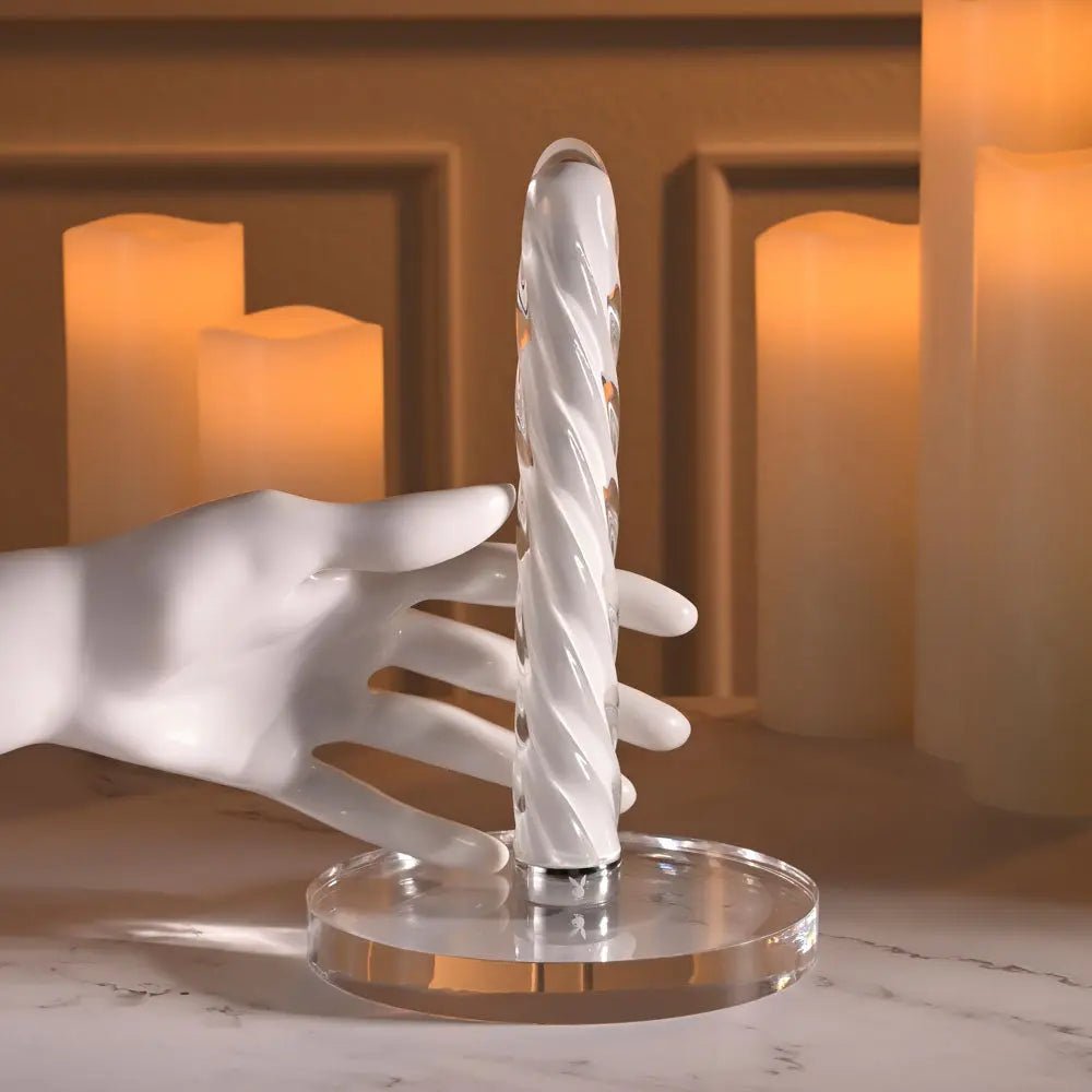 Shop affordable quality Playboy Pleasure IN A TWIST - Glass 17.5 cm USB Rechargeable Vibrator - Discreet Intimate Essentials - VIBRATORS - Playboy Pleasure