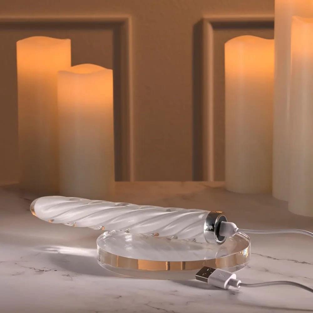 Playboy Pleasure IN A TWIST -  Glass 17.5 cm USB Rechargeable Vibrator Playboy Pleasure Discreet Intimate Essentials.
