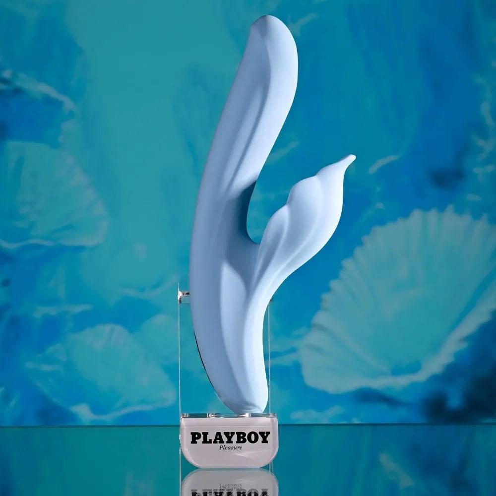 Playboy Pleasure IN BLOOM -  23.5 cm USB Rechargeable Thrusting Tapping & Heating Dual Vibrator Playboy Pleasure Discreet Intimate Essentials.