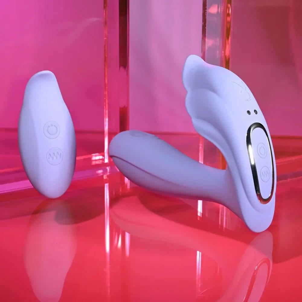 Playboy Pleasure LILAC FANTASY -  13.5 cm USB Rechargeable Tapping Vibrator with Remote Playboy Pleasure Discreet Intimate Essentials.