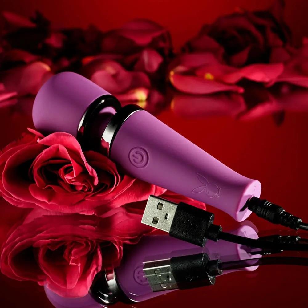 Playboy Pleasure MIC DROP -  11.4 cm USB Rechargeable Vibrating Mini Massage Wand Playboy Pleasure Discreet Intimate Essentials.