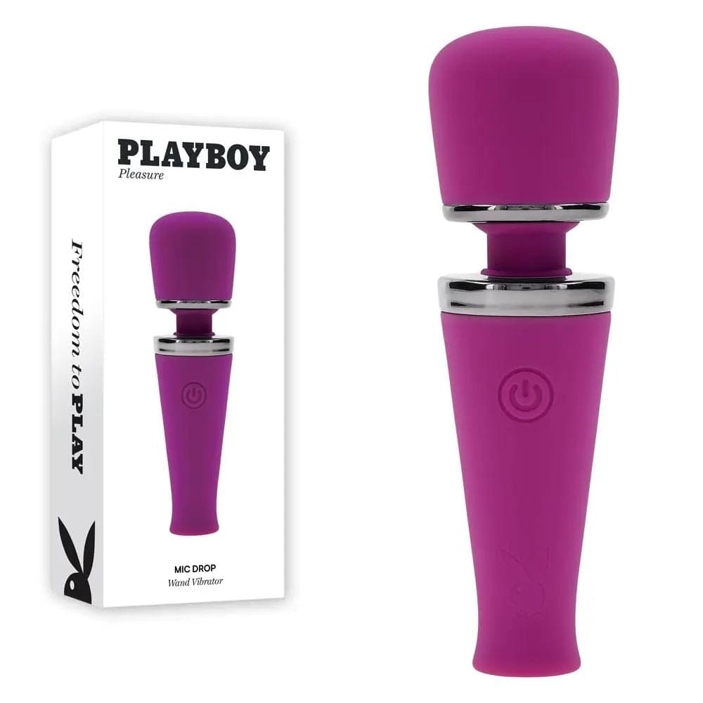 Playboy Pleasure MIC DROP -  11.4 cm USB Rechargeable Vibrating Mini Massage Wand Playboy Pleasure Discreet Intimate Essentials.