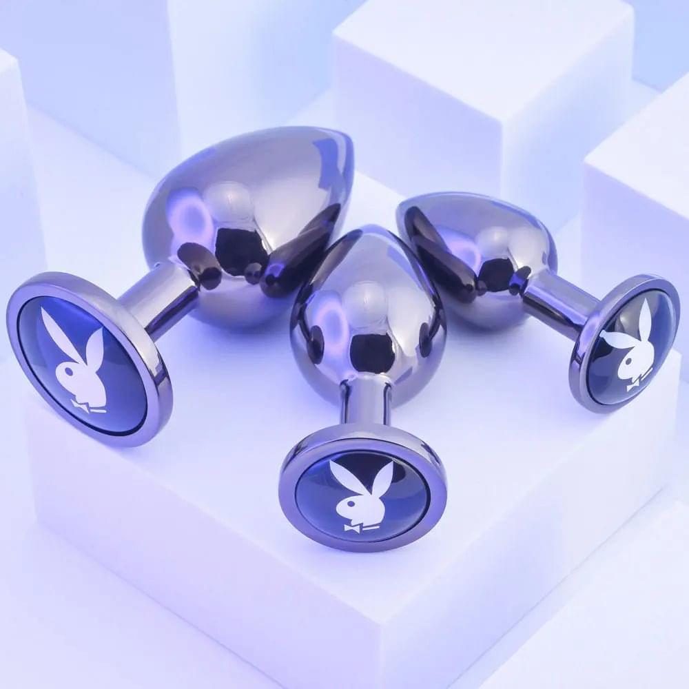 Playboy Pleasure PLEASURE 3 WAYS - Metal Butt Plugs - Set of 3 Sizes Playboy Pleasure Discreet Intimate Essentials.
