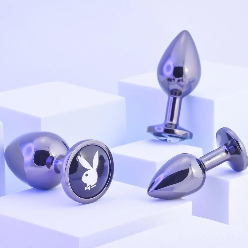 Playboy Pleasure PLEASURE 3 WAYS - Metal Butt Plugs - Set of 3 Sizes Playboy Pleasure Discreet Intimate Essentials.