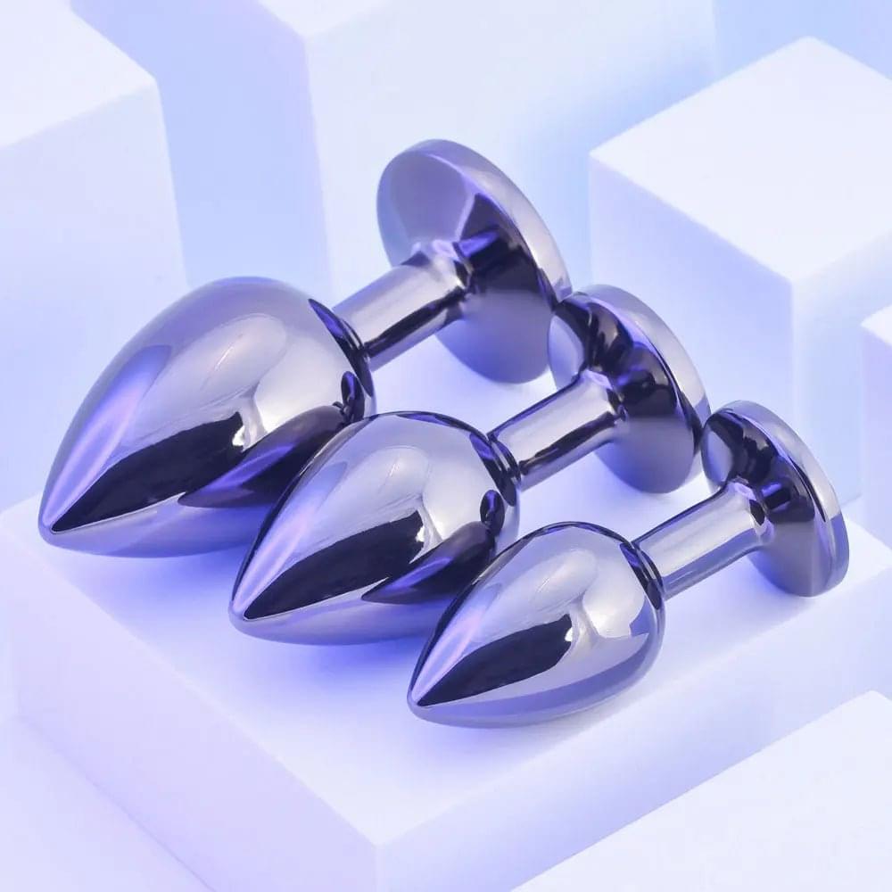 Playboy Pleasure PLEASURE 3 WAYS - Metal Butt Plugs - Set of 3 Sizes Playboy Pleasure Discreet Intimate Essentials.