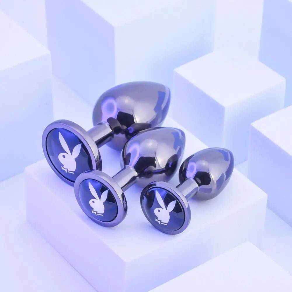 Playboy Pleasure PLEASURE 3 WAYS - Metal Butt Plugs - Set of 3 Sizes Playboy Pleasure Discreet Intimate Essentials.