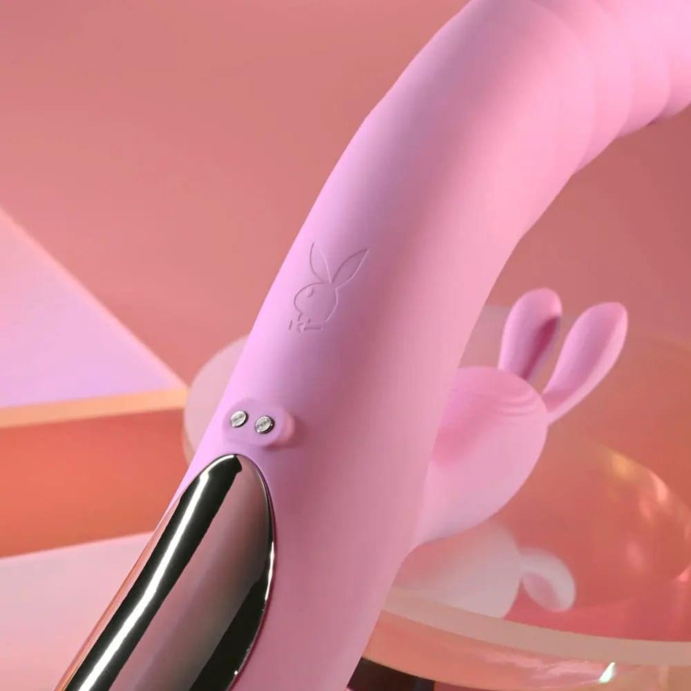 Playboy Pleasure RUB ME RIGHT -  23.2 cm USB Rechargeable Thrusting Rabbit Vibrator Playboy Pleasure Discreet Intimate Essentials.