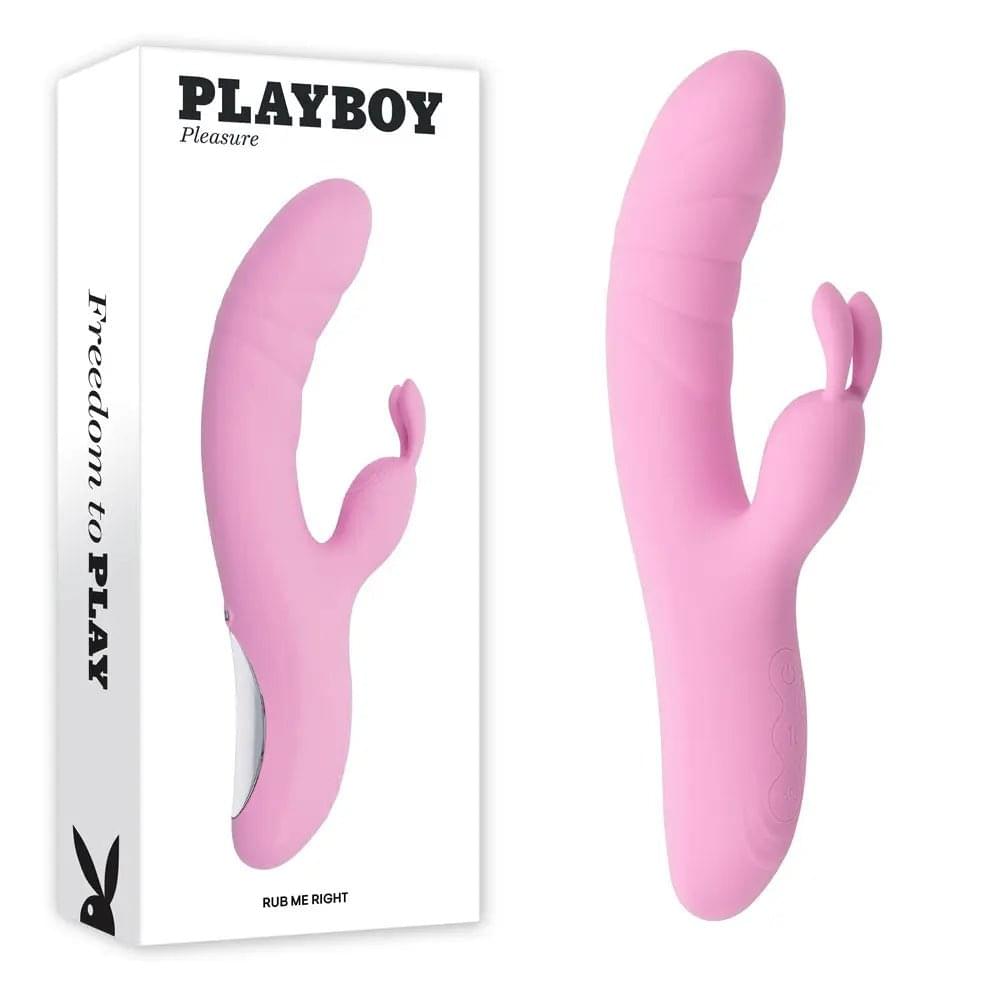Playboy Pleasure RUB ME RIGHT -  23.2 cm USB Rechargeable Thrusting Rabbit Vibrator Playboy Pleasure Discreet Intimate Essentials.