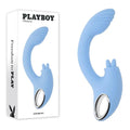 Playboy Pleasure SAPPHIRE SKY -  21.6 cm USB Rechargeable Vibrator with Double Tongue Stimulator Playboy Pleasure Discreet Intimate Essentials.