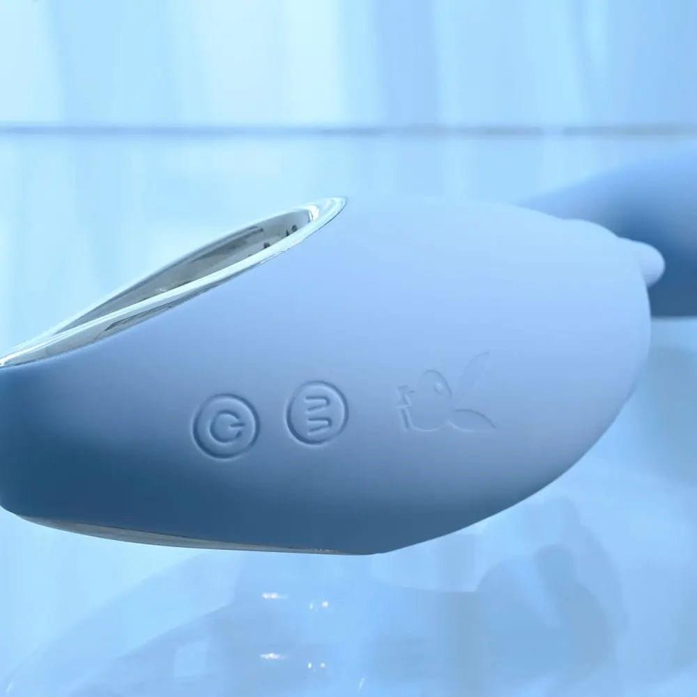 Playboy Pleasure SAPPHIRE SKY -  21.6 cm USB Rechargeable Vibrator with Double Tongue Stimulator Playboy Pleasure Discreet Intimate Essentials.