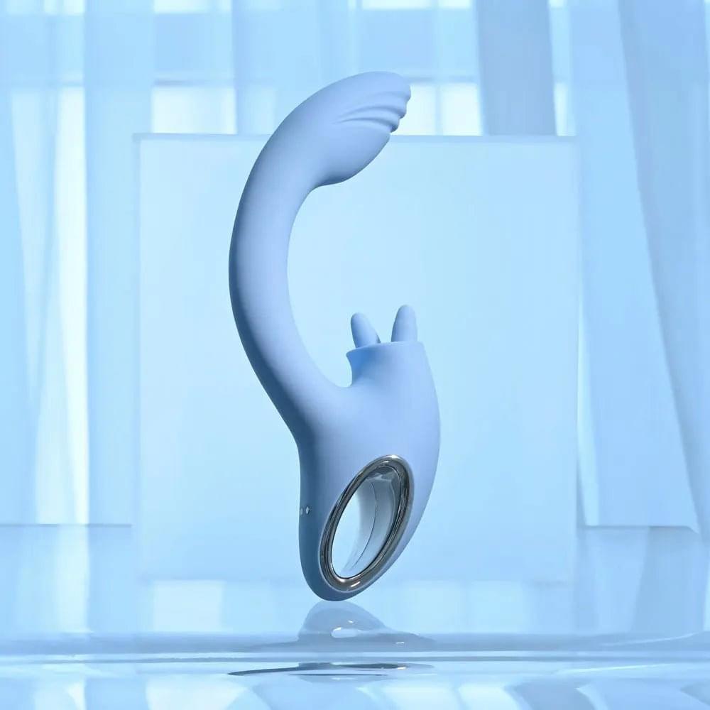 Playboy Pleasure SAPPHIRE SKY -  21.6 cm USB Rechargeable Vibrator with Double Tongue Stimulator Playboy Pleasure Discreet Intimate Essentials.