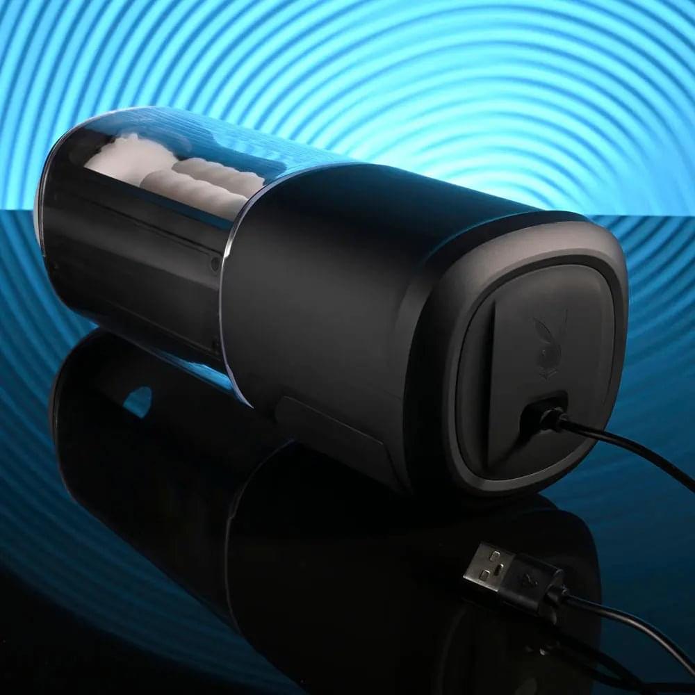 Playboy Pleasure SIDE PIECE - USB Rechargeable Warming Auto Stroker Playboy Pleasure Discreet Intimate Essentials.