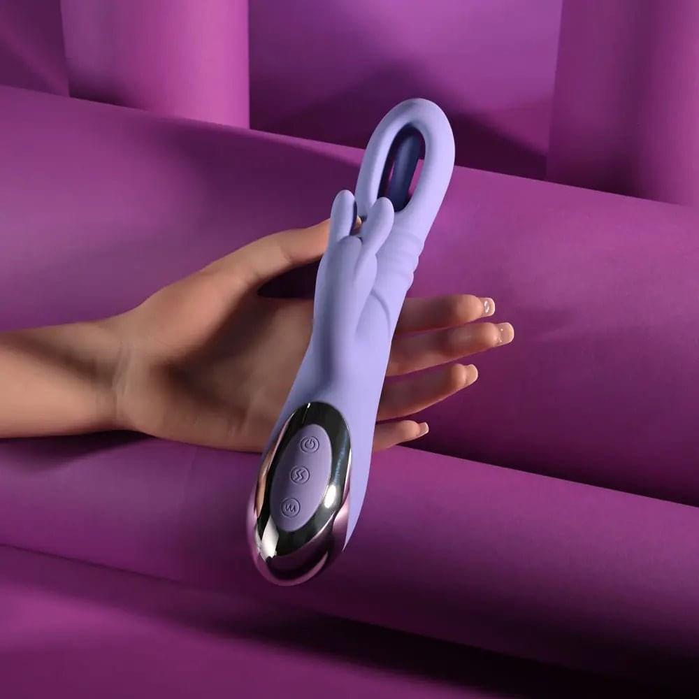 Playboy Pleasure TAP ME IN -  24.2 cm USB Rechargeable Rabbit Vibrator with Tapping Shaft Playboy Pleasure Discreet Intimate Essentials.