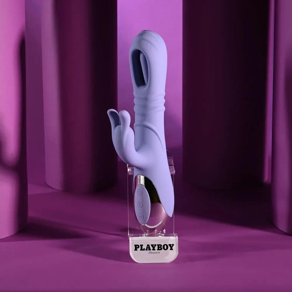 Playboy Pleasure TAP ME IN -  24.2 cm USB Rechargeable Rabbit Vibrator with Tapping Shaft Playboy Pleasure Discreet Intimate Essentials.