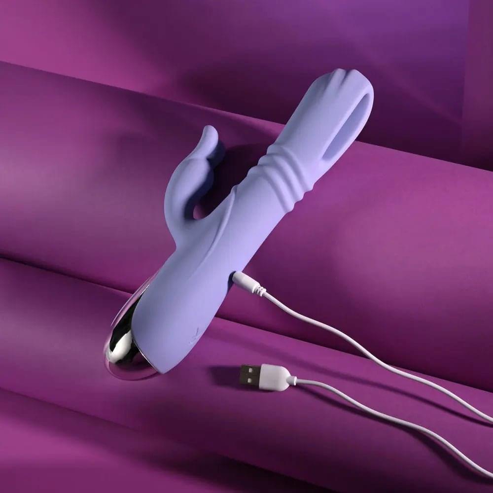 Playboy Pleasure TAP ME IN -  24.2 cm USB Rechargeable Rabbit Vibrator with Tapping Shaft Playboy Pleasure Discreet Intimate Essentials.