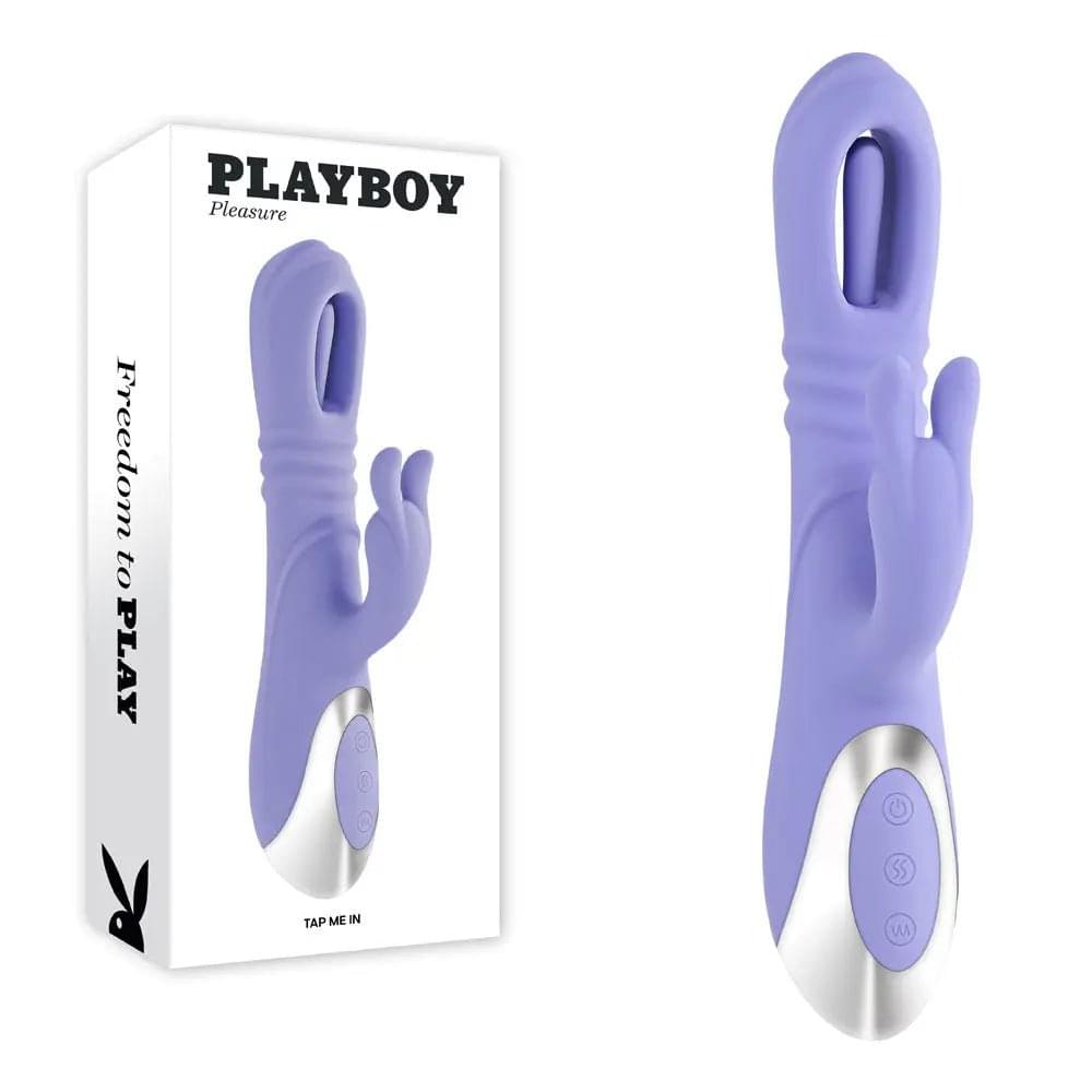 Playboy Pleasure TAP ME IN -  24.2 cm USB Rechargeable Rabbit Vibrator with Tapping Shaft Playboy Pleasure Discreet Intimate Essentials.