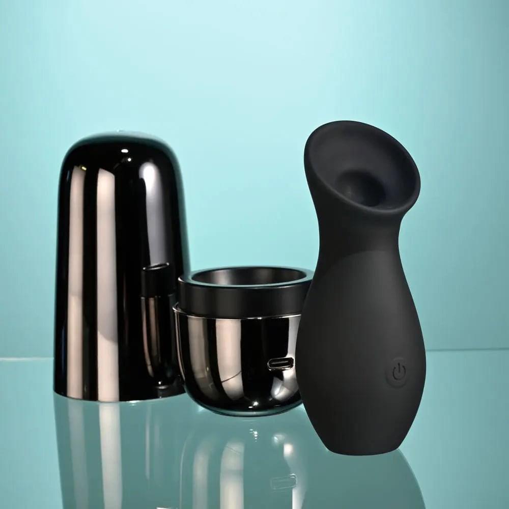 Playboy Pleasure THE JET SET - SUCKER -  10.3 cm Sucking Stimulator with Rechargeable Charging Case Playboy Pleasure Discreet Intimate Essentials.