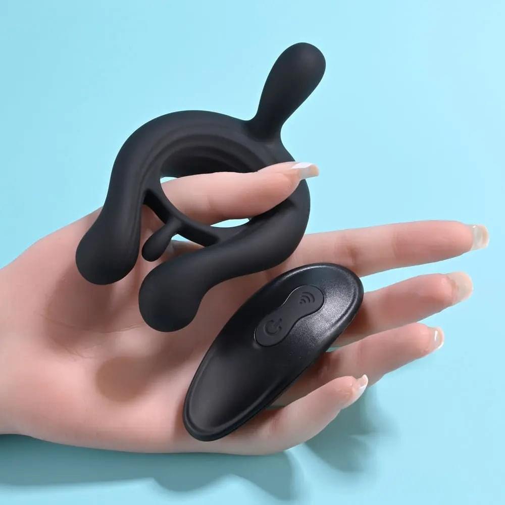 Playboy Pleasure TRIPLE PLAY -  USB Rechargeable Cock Ring with Wireless Remote Playboy Pleasure Discreet Intimate Essentials.