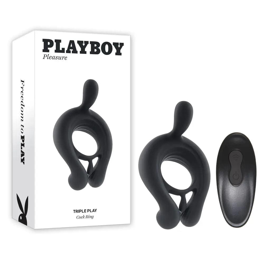 Playboy Pleasure TRIPLE PLAY -  USB Rechargeable Cock Ring with Wireless Remote Playboy Pleasure Discreet Intimate Essentials.