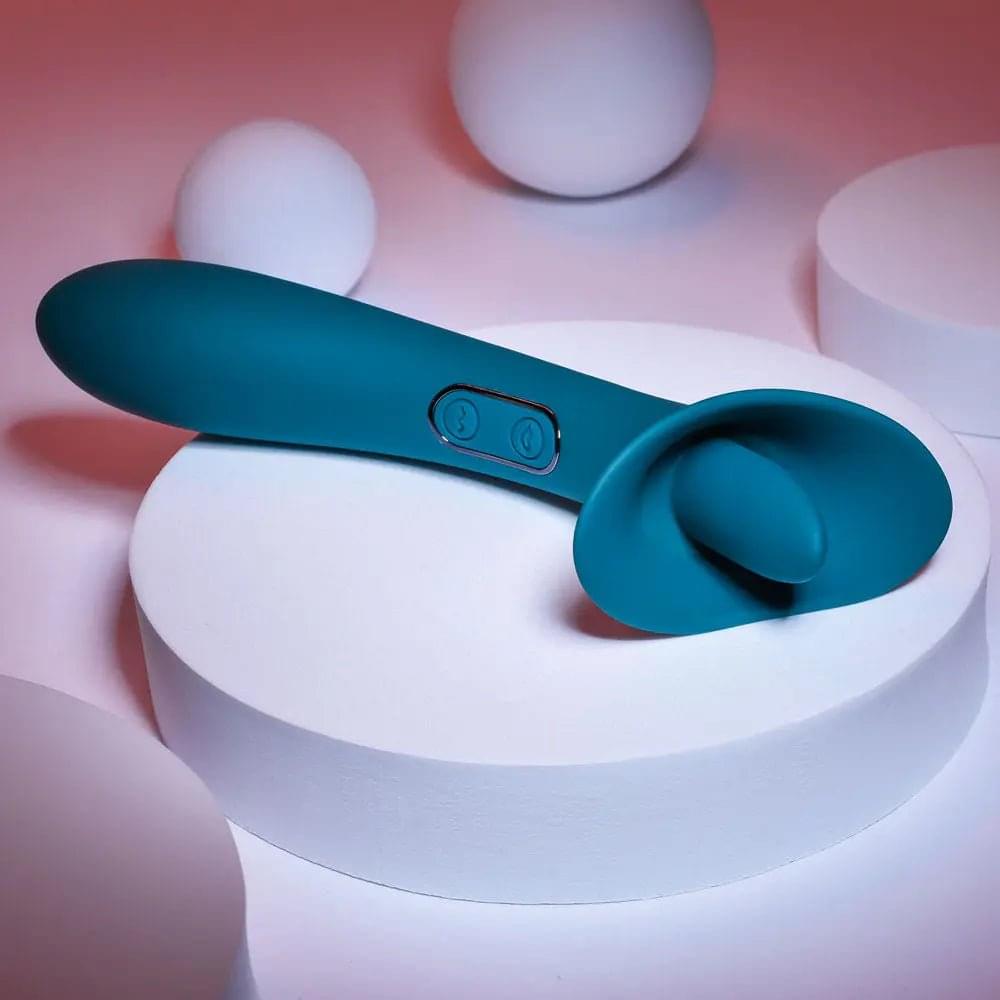 Playboy Pleasure TRUE INDULGENCE - Teal 21.3 cm USB Rechargeable Vibrator with Flicking Tip Playboy Pleasure Discreet Intimate Essentials.