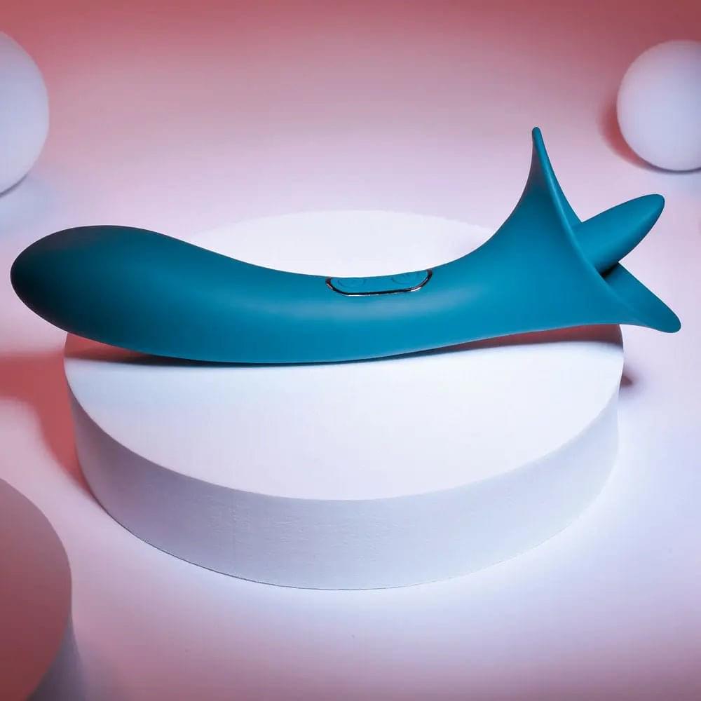 Playboy Pleasure TRUE INDULGENCE - Teal 21.3 cm USB Rechargeable Vibrator with Flicking Tip Playboy Pleasure Discreet Intimate Essentials.