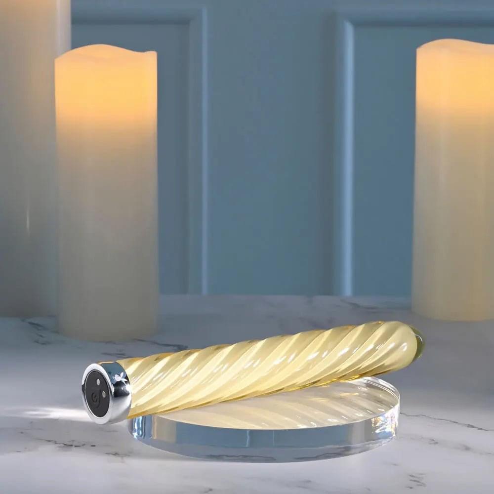 Playboy Pleasure TWIST OF FATE -  Glass 17.5 cm USB Rechargeable Vibrator Playboy Pleasure Discreet Intimate Essentials.