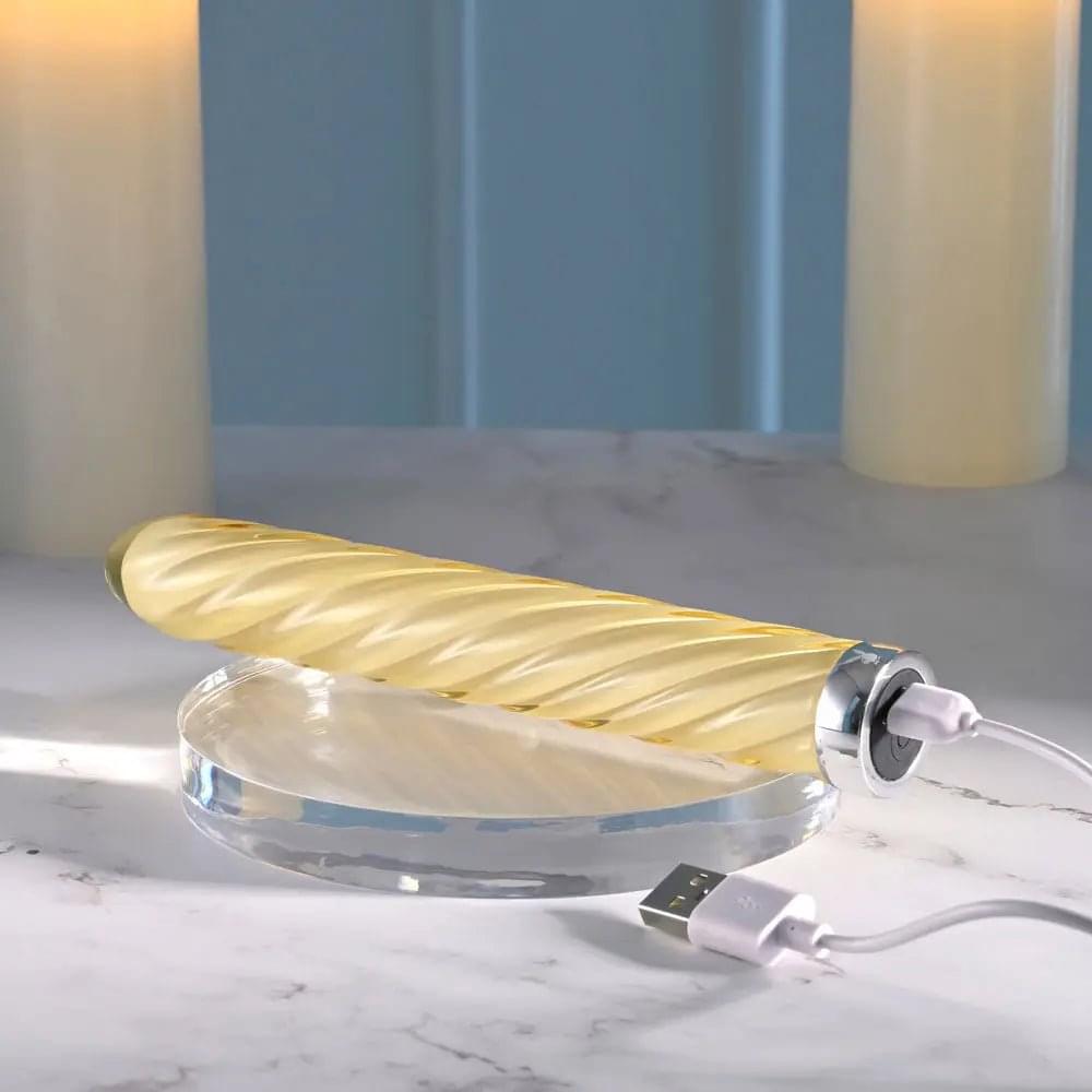 Playboy Pleasure TWIST OF FATE -  Glass 17.5 cm USB Rechargeable Vibrator Playboy Pleasure Discreet Intimate Essentials.