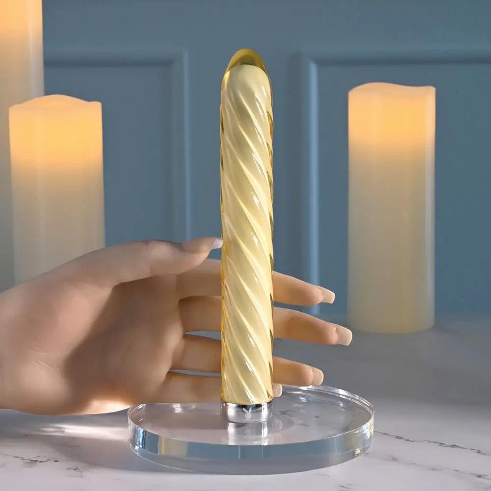 Playboy Pleasure TWIST OF FATE -  Glass 17.5 cm USB Rechargeable Vibrator Playboy Pleasure Discreet Intimate Essentials.