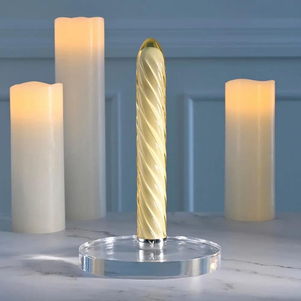 Playboy Pleasure TWIST OF FATE -  Glass 17.5 cm USB Rechargeable Vibrator Playboy Pleasure Discreet Intimate Essentials.
