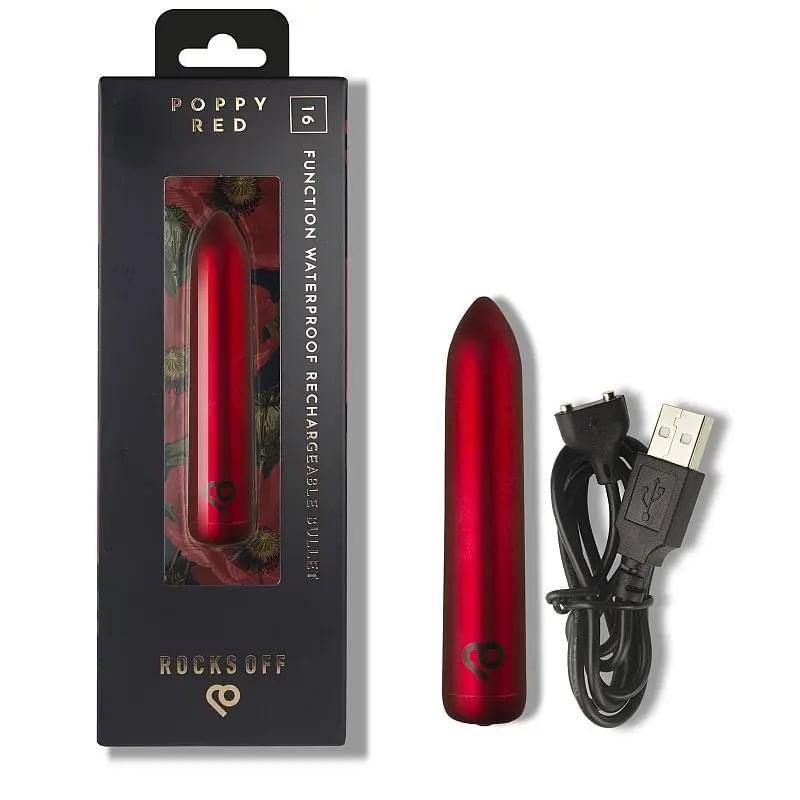 Poppy Red Rechargeable Bullet Rocks Off Discreet Intimate Essentials.