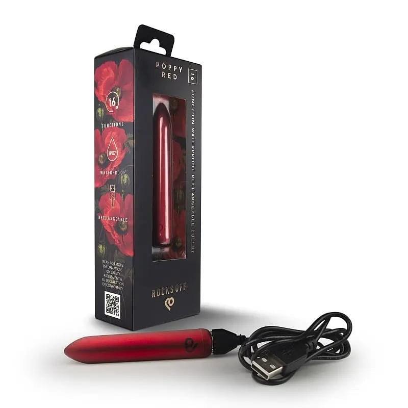Poppy Red Rechargeable Bullet Rocks Off Discreet Intimate Essentials.