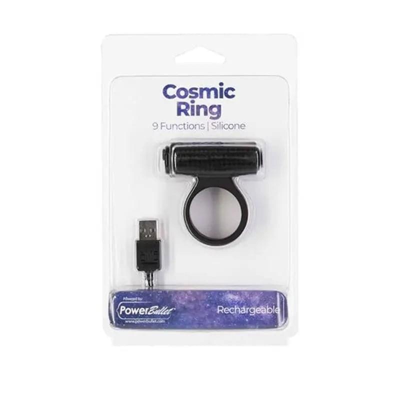 Power Bullet Cosmic Cock Ring w Bullet Black PowerBullet Discreet Intimate Essentials.