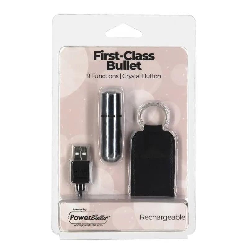 Power Bullet First Class 6cm Rechargeable w Crystal Silver PowerBullet Discreet Intimate Essentials.