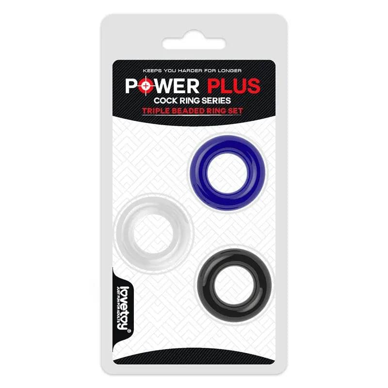 Power Plus Triple Donut Ring Set -  Cock Rings - Set of 3 Lovetoy Discreet Intimate Essentials.