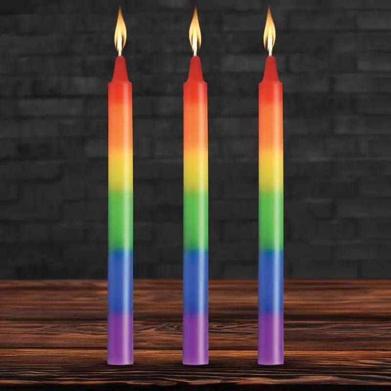 Pride Candles Rainbow Drip Candle 3 Pc Master Series Discreet Intimate Essentials.