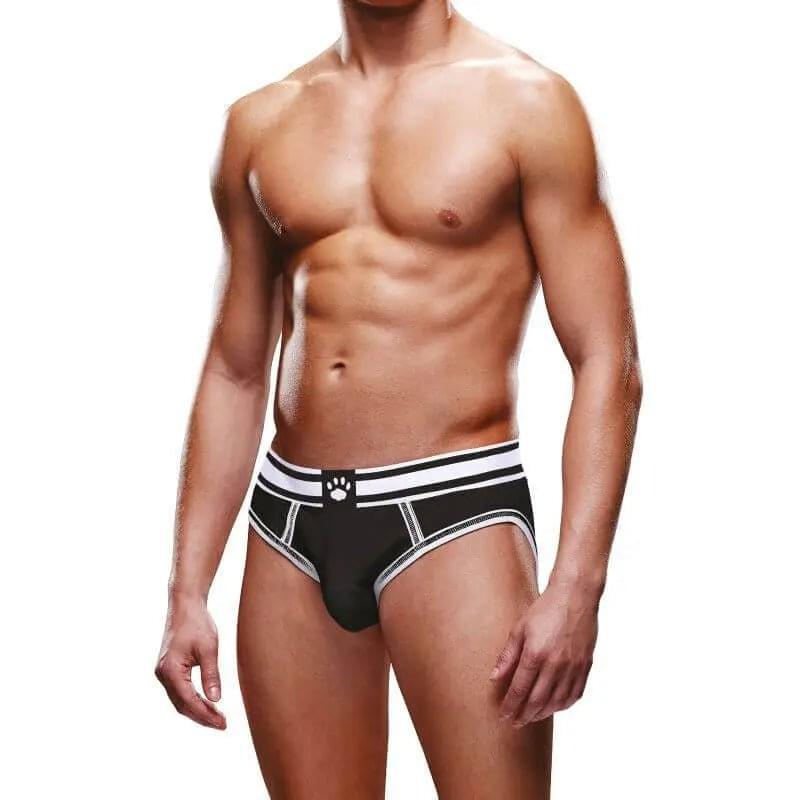 Prowler Open Back Brief Black/White Prowler Discreet Intimate Essentials.