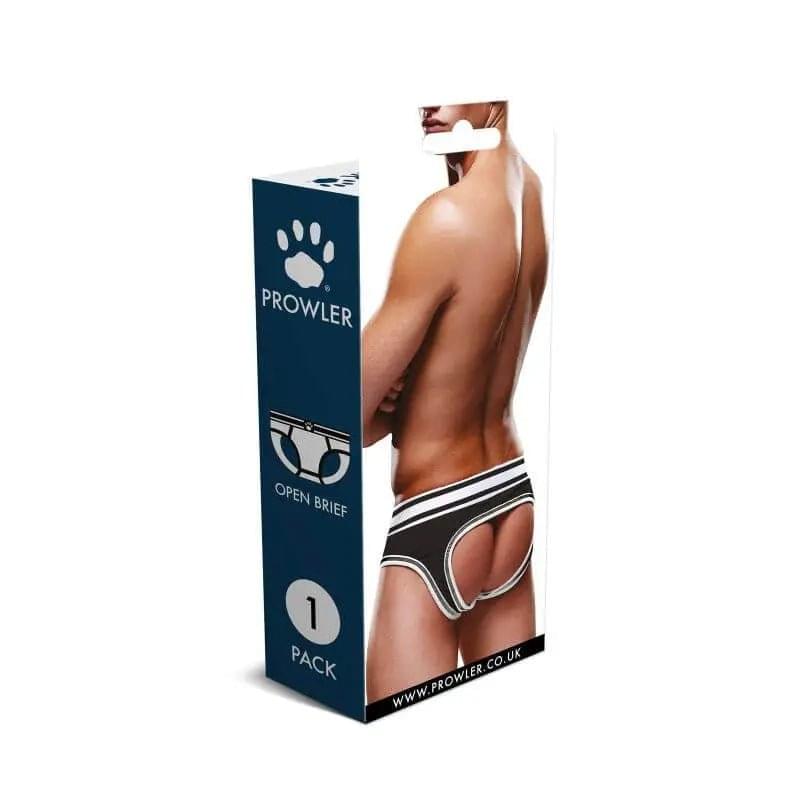 Prowler Open Back Brief Black/White Prowler Discreet Intimate Essentials.