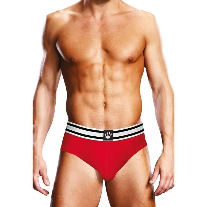 Prowler Open Back Brief Red/White Prowler Discreet Intimate Essentials.