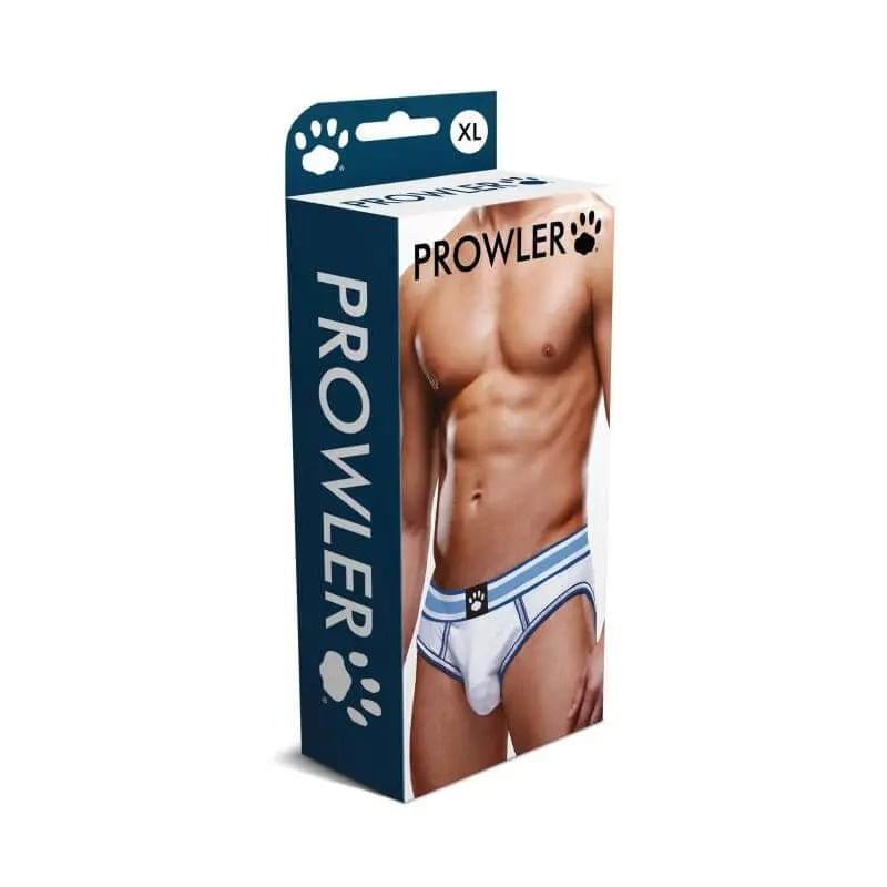 Prowler Open Back Brief White/Blue Prowler Discreet Intimate Essentials.