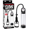 Pump Worx Accu-Meter Power Pump - Clear/Black Penis Pump with Gauge Pipedream Discreet Intimate Essentials.