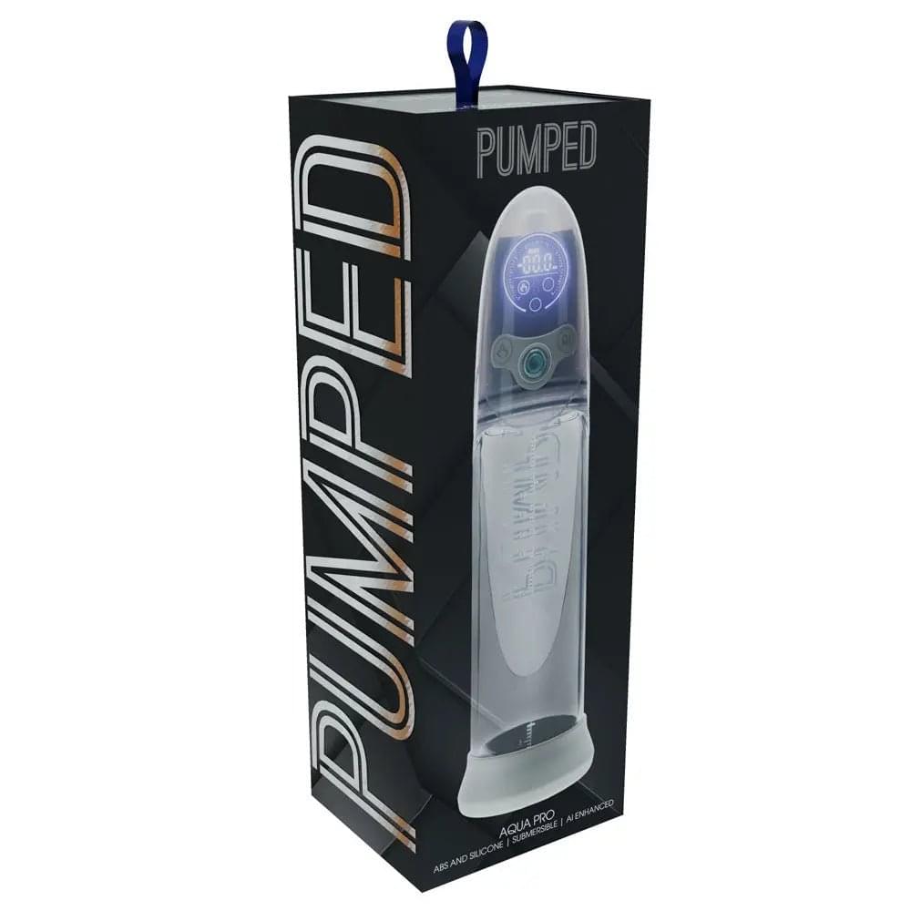 PUMPED Aqua-Pro Auto Pump - Grey - Grey/Clear USB Rechargeable AI-Enabled Submersible Auto Penis Pump Shots Toys Discreet Intimate Essentials.