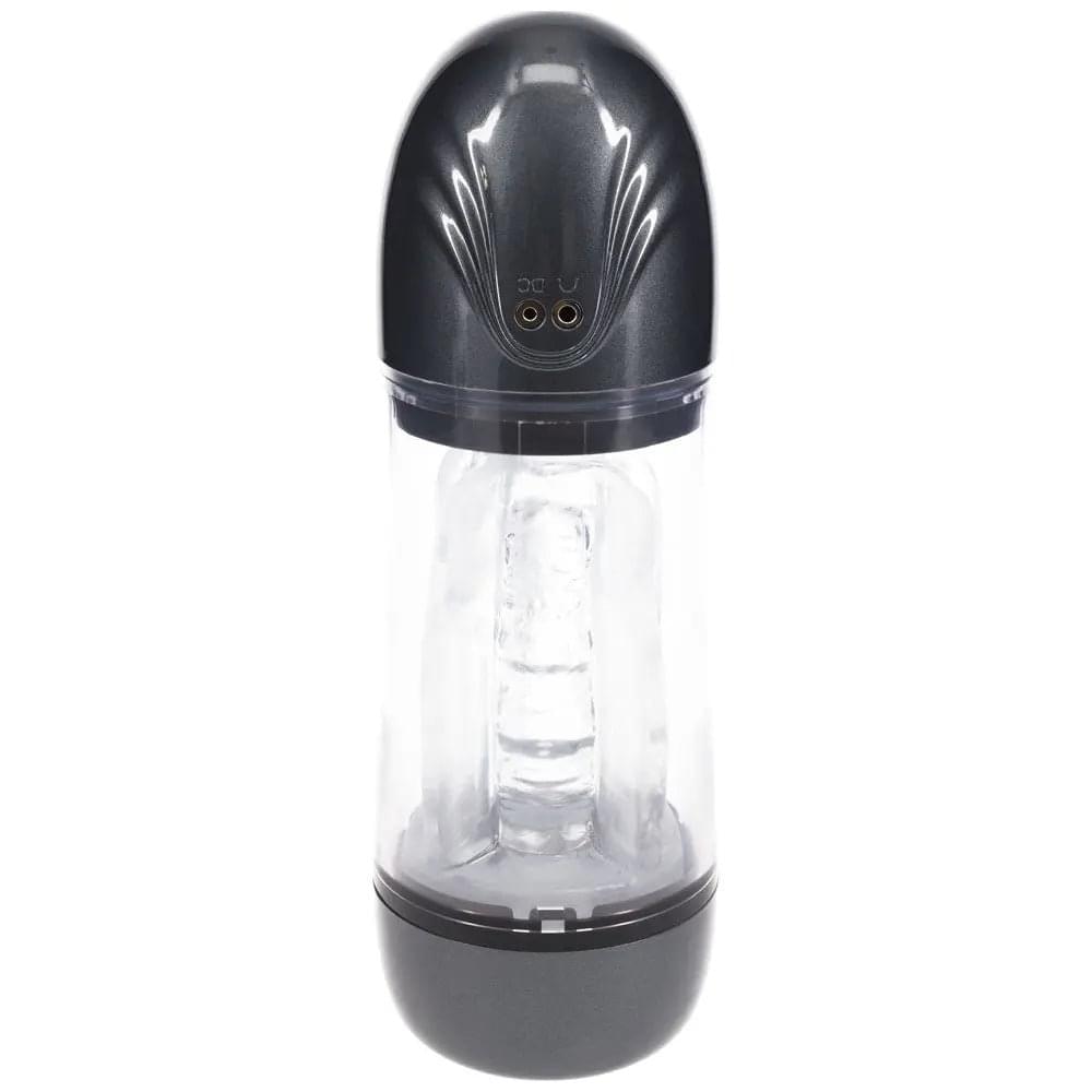 PUMPED SonicPull - Gunmetal - Gunmetal Grey/Clear USB Rechargeable Sucking And Vibrating Auto Masturbator Shots Toys Discreet Intimate Essentials.