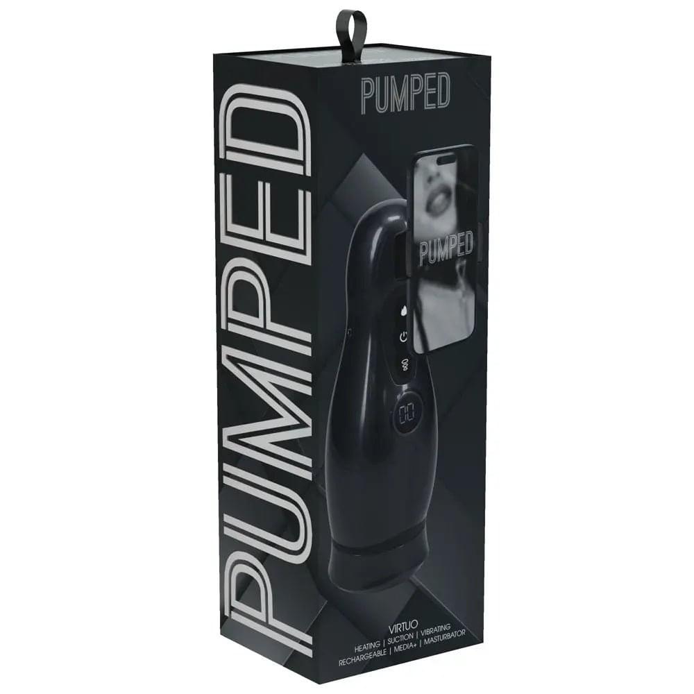 PUMPED Virtuo - Gunmetal - Gunmetal Grey/Clear USB Rechargeable Sucking And Vibrating Auto Masturbator Shots Toys Discreet Intimate Essentials.