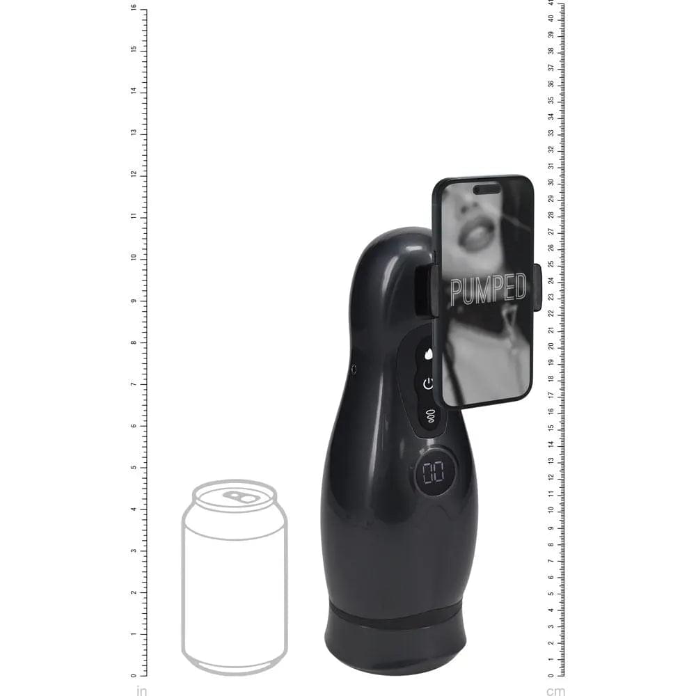 PUMPED Virtuo - Gunmetal - Gunmetal Grey/Clear USB Rechargeable Sucking And Vibrating Auto Masturbator Shots Toys Discreet Intimate Essentials.