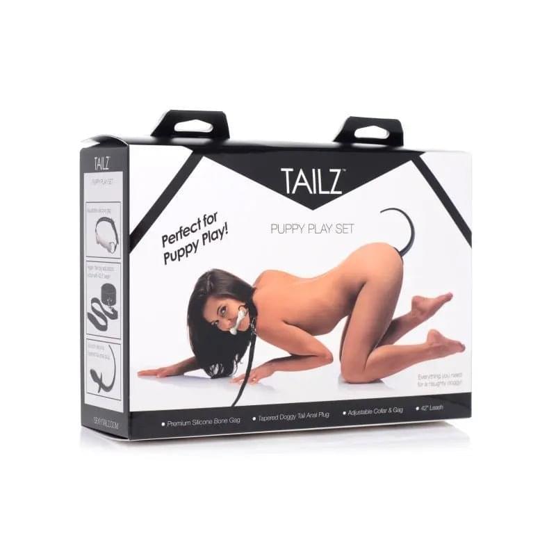 Puppy Play Set incl Gag, Plug and Collar Black Tailz Discreet Intimate Essentials.